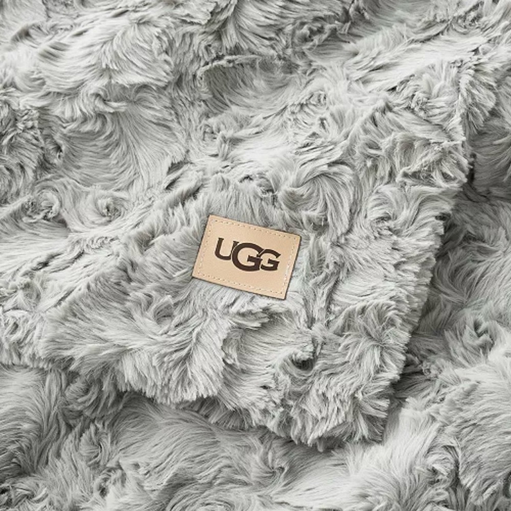 UGG Adalee Faux Fur Throw, 50" x 70" Seal Gray NWT - Picture 2 of 6